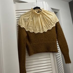 NWOT Zara Women Embroidery Collar Cropped Sweater